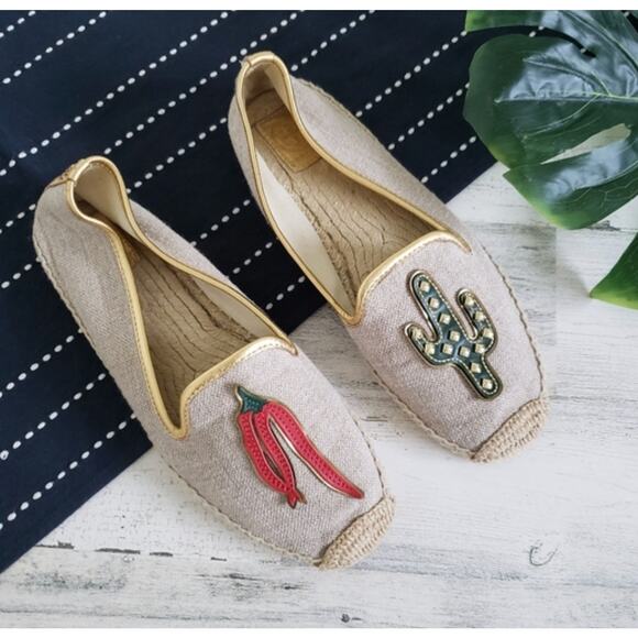 Tory Burch Sante Fe Cactus Chili Pepper And Cactus Espadrilles Size 6 - Picture 1 of 5